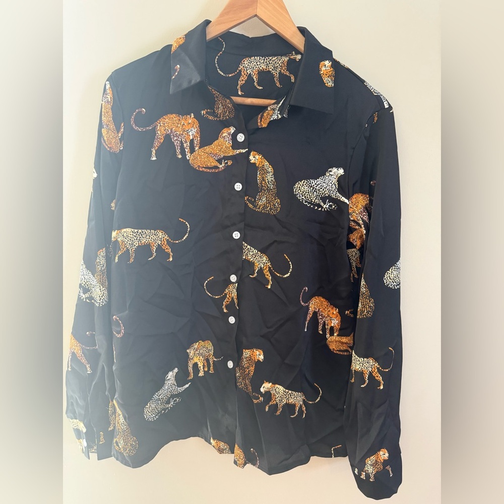 Shein cheetah button up